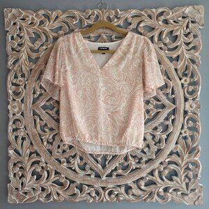 Express blouse paisley print flutter sleeves ruched peplum Size XS